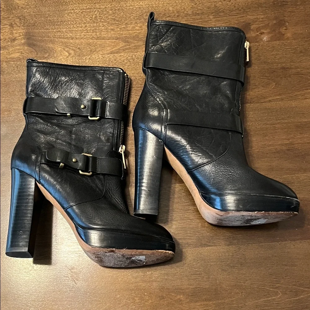 Coach Black Leather High Heel Boots - Picture 1 of 5